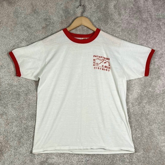 Russell Athletic Other - Vintage 70s Russell Athletic BSA Pathfinder District Ringer T Shirt White Red M